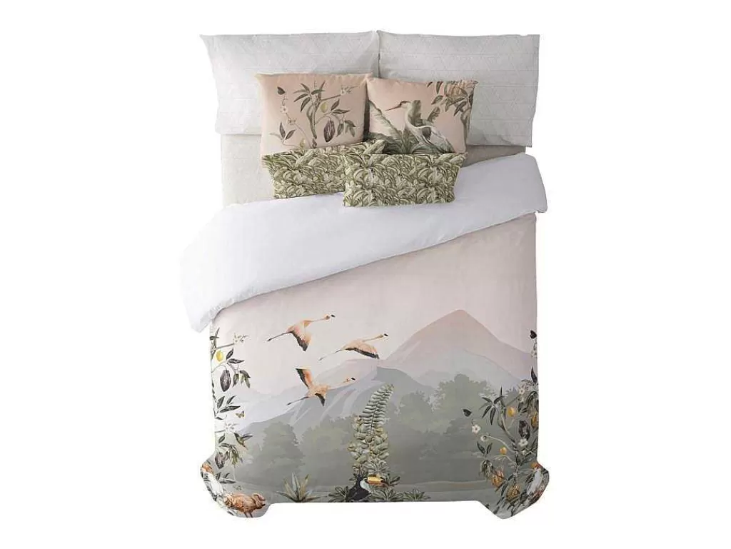 Roupa De Cama*Purline Housse De Couette 100% Coton 1 Piece Rose Paysage 200X240