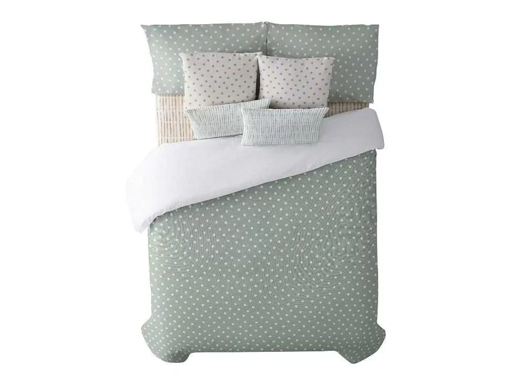 Roupa De Cama*Purline Housse De Couette 100% Coton 1 Piece Vert A Pois Blancs 140X240