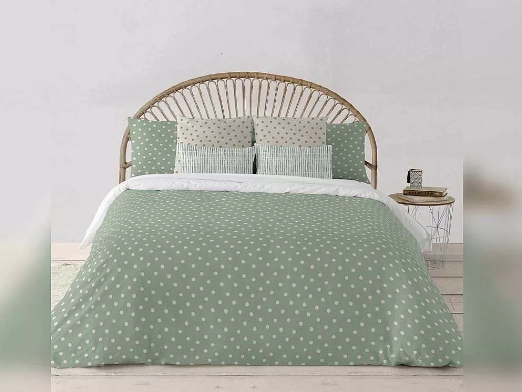 Roupa De Cama*Purline Housse De Couette 100% Coton 1 Piece Vert A Pois Blancs 140X240