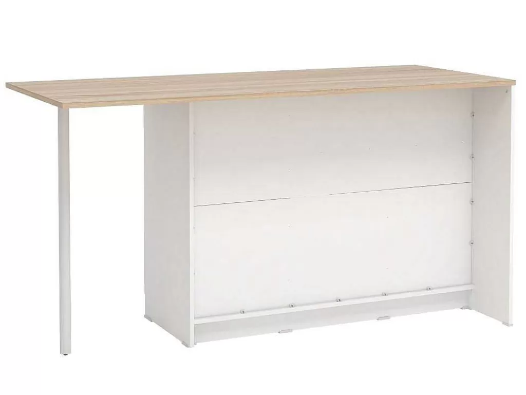 Móvel De Cozinha*Vente-unique Ilha Central De Cozinha Com 2 Portas, 1 Gaveta E 2 Nichos, Branco E Natural Claro - Tunori