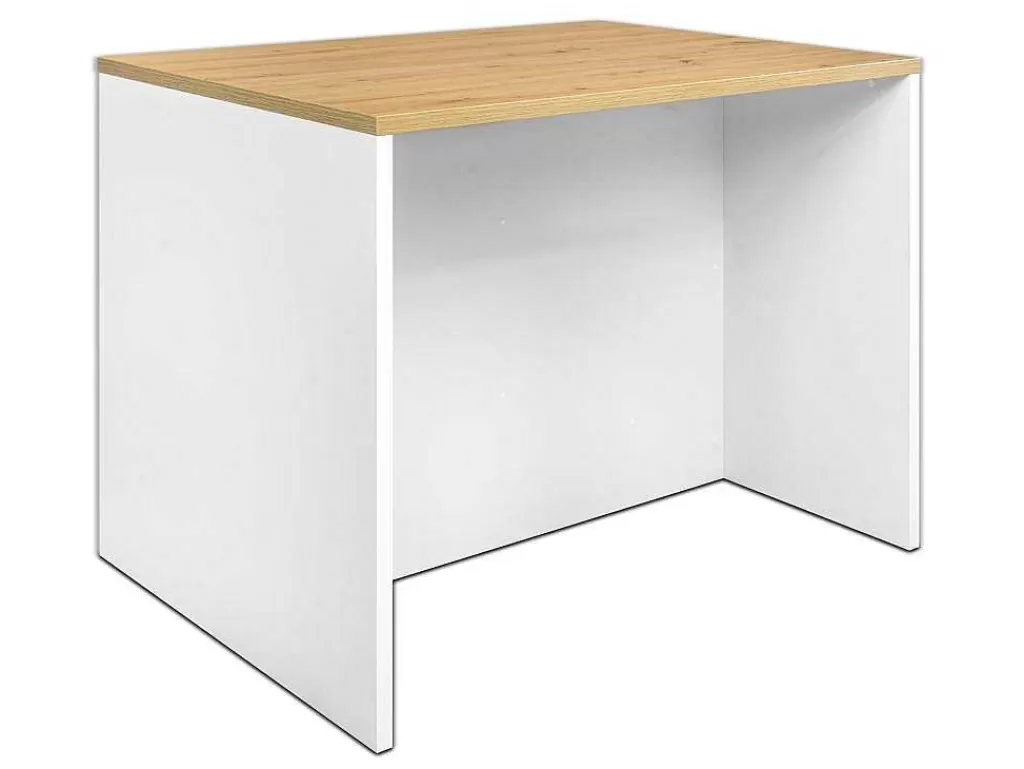 Ilha De Cozinha*Vente-unique Ilha Central De Cozinha Com 2 Portas, Branco E Natural - Mechila