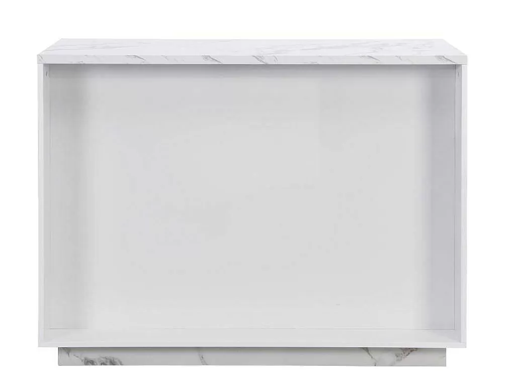 Ilha De Cozinha*Vente-unique Ilha Central De Cozinha Com 2 Portas E 1 Nicho Em Mdf, Efeito Marmore Branco - Corelina