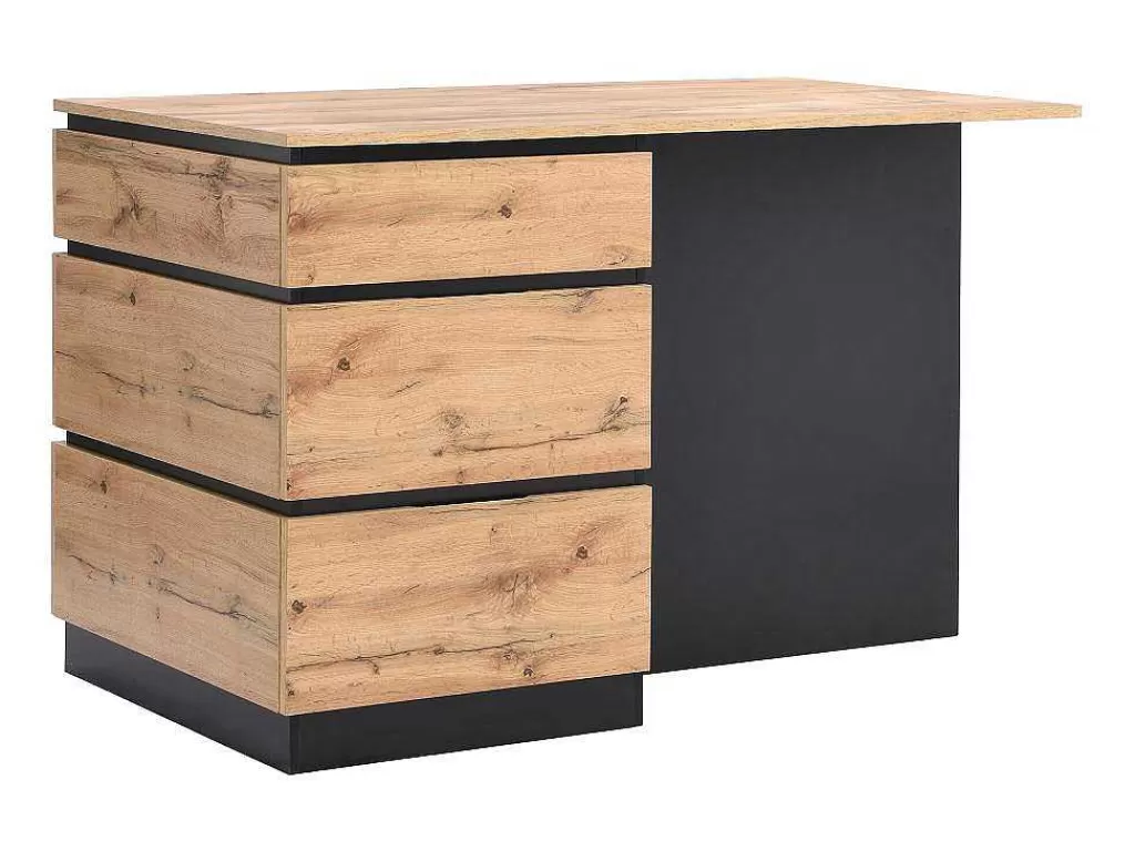 Ilha De Cozinha*Vente-unique Ilha Central De Cozinha Com 6 Gavetas E 4 Nichos Em Mdf Natural Claro E Preto - Pomarela