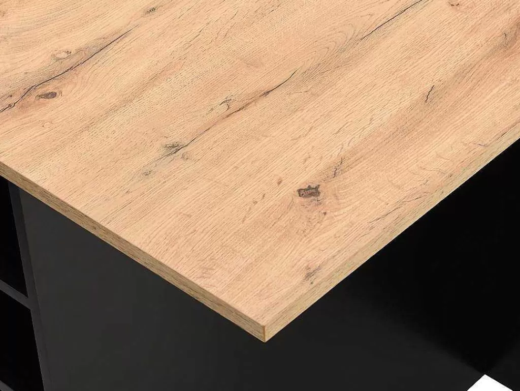 Ilha De Cozinha*Vente-unique Ilha Central De Cozinha Com 6 Gavetas E 4 Nichos Em Mdf Natural Claro E Preto - Pomarela