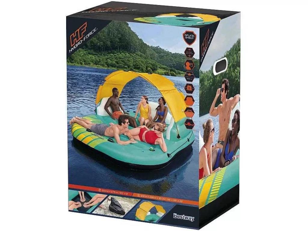 Desportos Náuticos*Bestway Ilha Insuflável Azul E Amarelo Com Guarda-Sol Amovivel 291 X 265 Cm - Sunari Da
