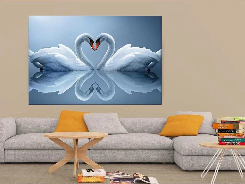 Placa De Parede Decorativa*EPIKASA Impressao Em Tela Cisne, Multicolorido, 150X3X100 Cm,