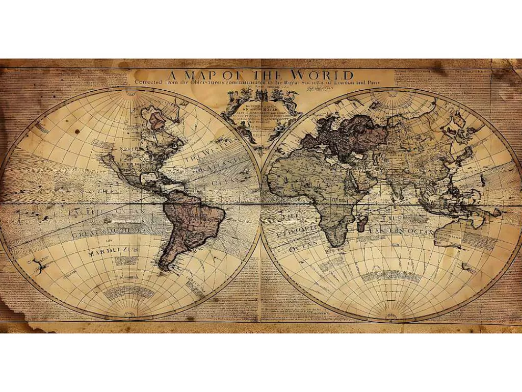 Placa De Parede Decorativa*EPIKASA Impressao Em Tela Mapa Do Mundo 1, Multicolorido, 120X4X60 Cm,