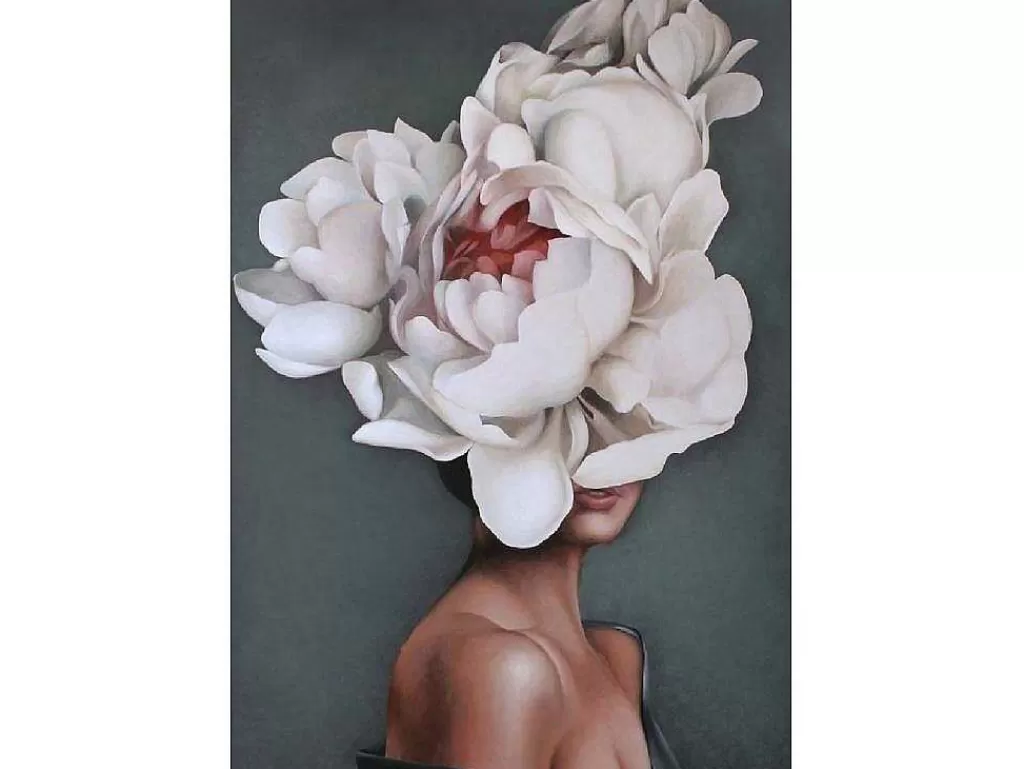 Placa De Parede Decorativa*EPIKASA Impressao Em Tela Mulher E Flores 02, Cor-De-Rosa, 50X3X70 Cm,