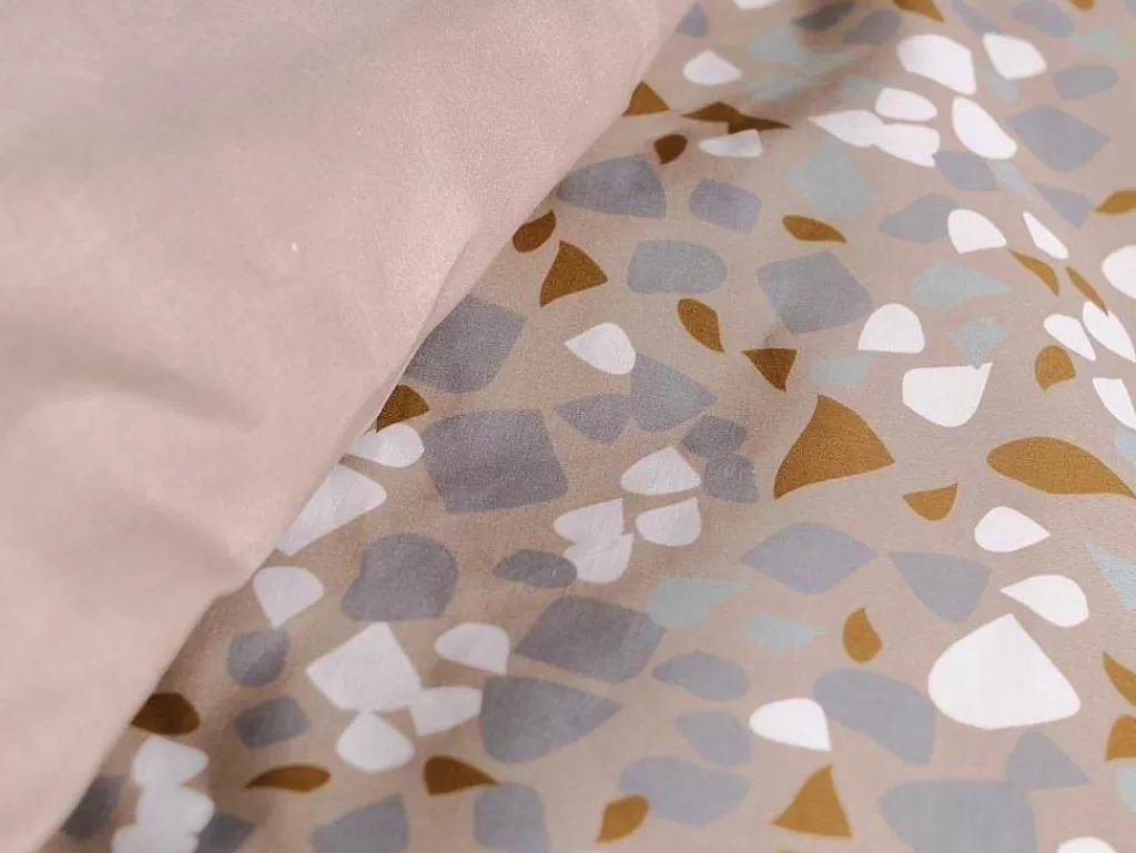 Roupa De Cama*OZAIA Jogo De Cama Algodao Estampagem Terrazzo, Capa De Edredão 220 X 240 Cm + 2 Fronhas 63 X 63 Cm Multicolor - Terazino