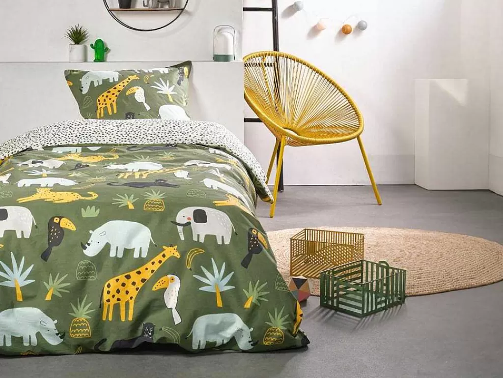 Roupa De Cama*OZAIA Jogo De Cama De Criança, Animais Da Savana, Algodao 57 Fios/Cm , Capa De Edredão 140 X 200 Cm + 1 Fronha Multicolor - Zolika