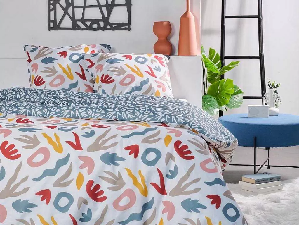 Roupa De Cama*OZAIA Jogo De Cama Reversivel Algodao De 57 Fios/Cm , Capa De Edredão 220X240 Cm + 2 Fronhas 63X63 Cm Multicolor - Sonira