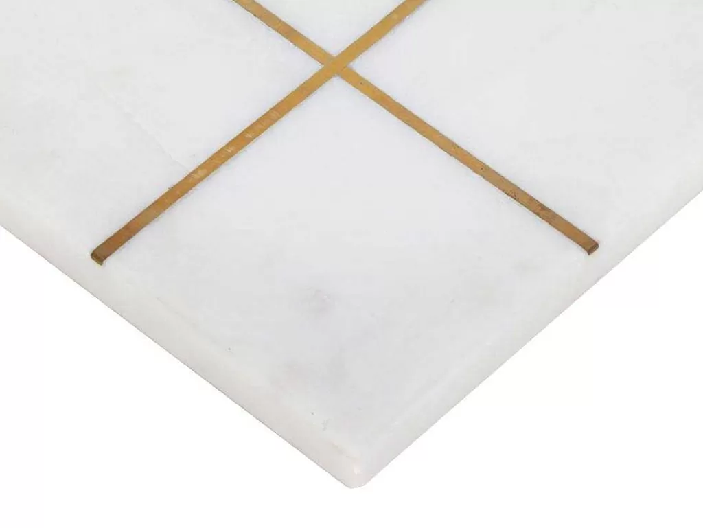 Jogo De Interior*Vente-unique Jogo De Tabuleiro, Jogo Do Galo, Marmore E Latao Dourado E Branco, C20,5 X A2,5 X L20,5 Cm - Tactoe