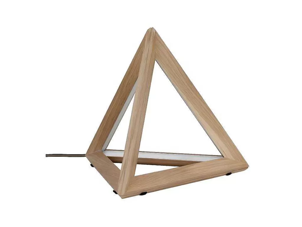 Candeeiro De Mesa*EPIKASA Lampada De Mesa Trigonon, Carvalho, Cromo, Antracite, 42X42X29,5 Cm,