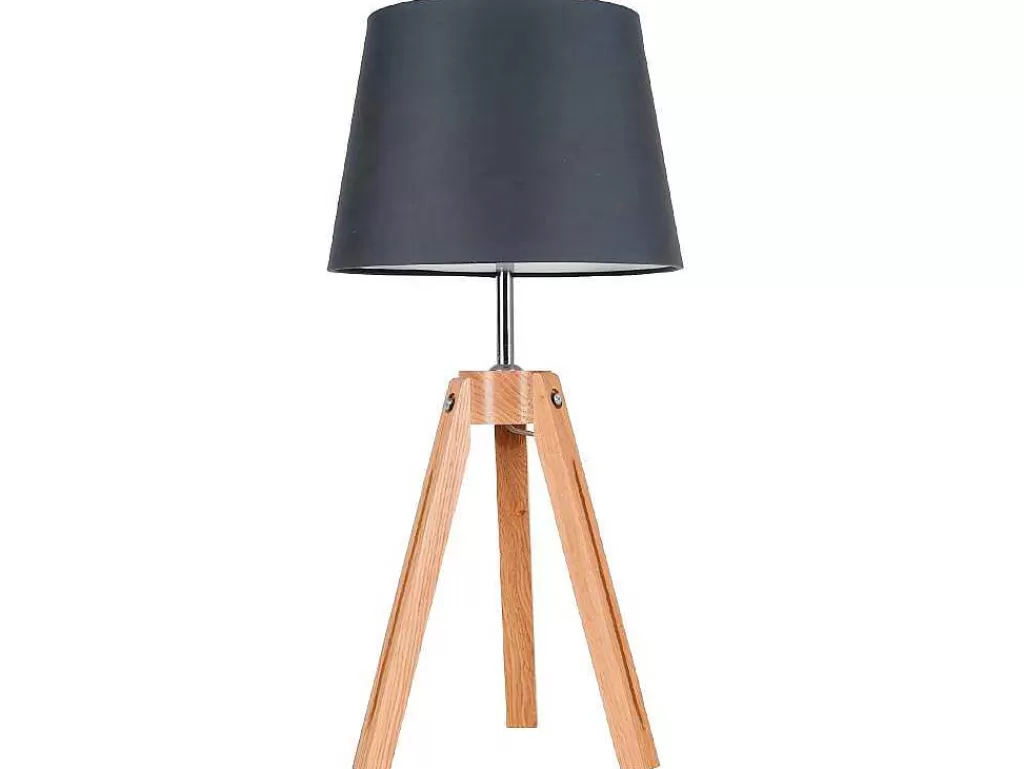 Promoções Decoração*EPIKASA Lampada De Mesa Tripod, Carvalho, Antracite, 30X30X55,5 Cm,