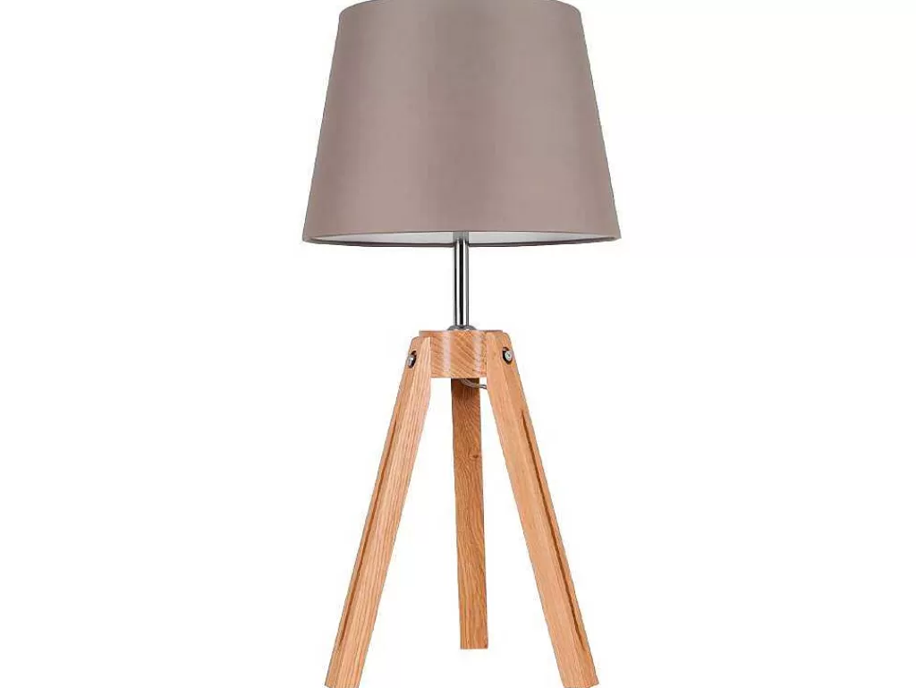 Candeeiro De Mesa*EPIKASA Lampada De Mesa Tripod, Carvalho, Cinzento, Castanho, 30X30X55,5 Cm,