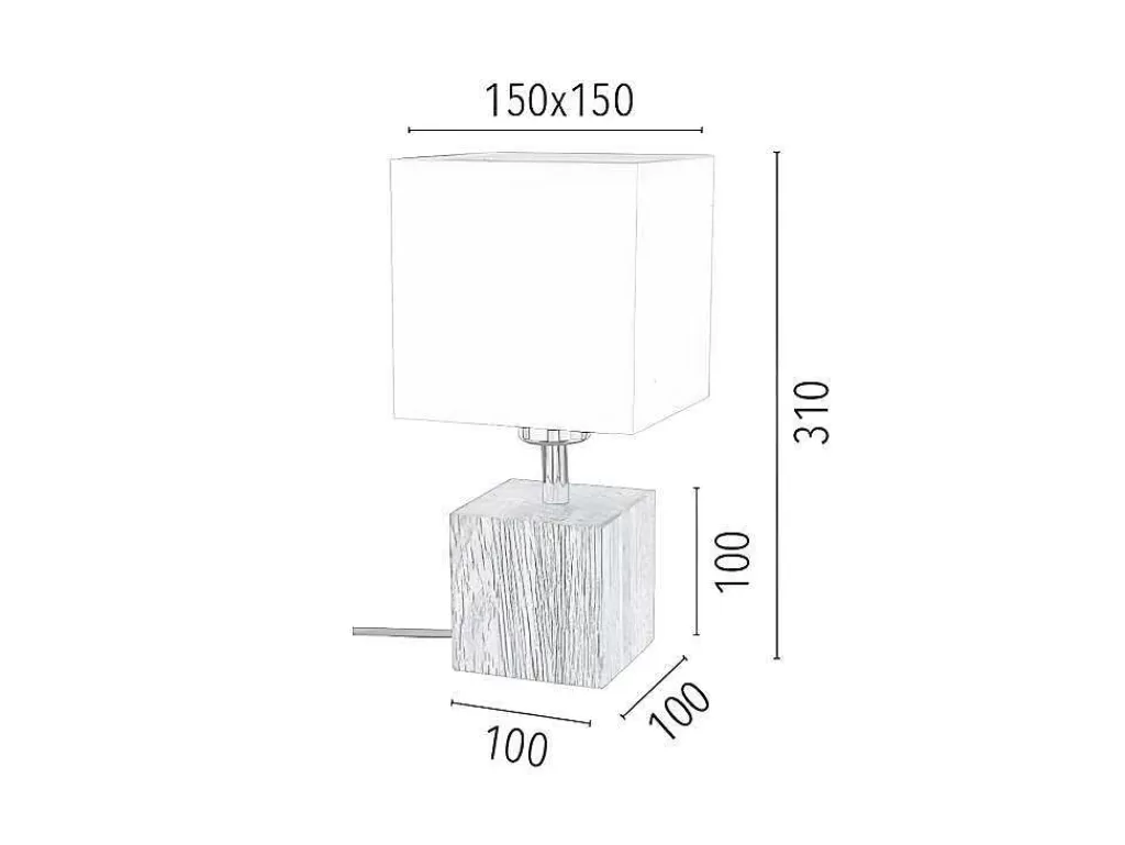 Candeeiro De Mesa*EPIKASA Lampada De Mesa Trongo, Carvalho, Branco, Antracite, 15X15X31 Cm,