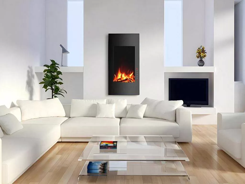 Lareira Elétrica*FLAMATECH Lareira Elétrica Curva Vulcano - C41 X L13 X A81 Cm - Preta