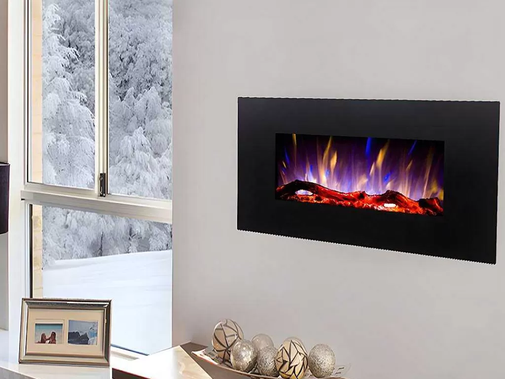 Lareira Elétrica*FLAMATECH Lareira Elétrica De Parede Chandela - C84 X L14 X A45 Cm - Preta