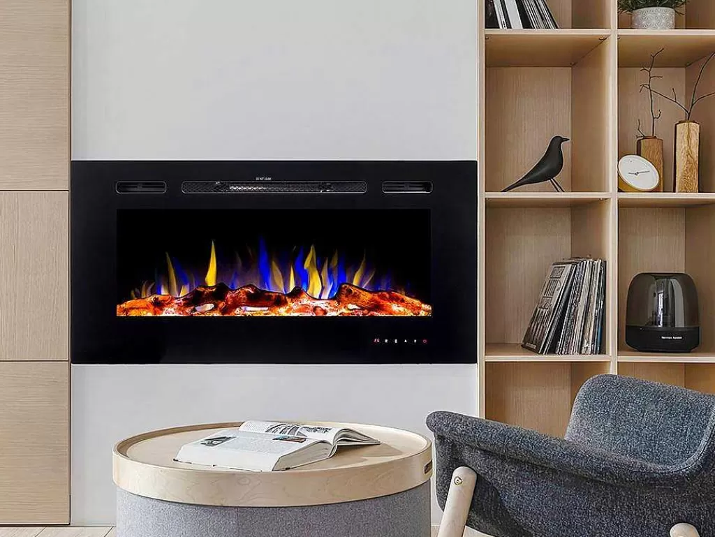 Lareira Elétrica*FLAMATECH Lareira Elétrica De Parede De C101,6 X L14 X A54,4 Cm Cor Preto - Calbuco