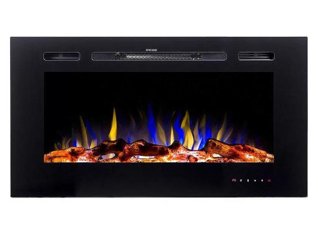 Lareira Elétrica*FLAMATECH Lareira Elétrica De Parede De C101,6 X L14 X A54,4 Cm Cor Preto - Calbuco
