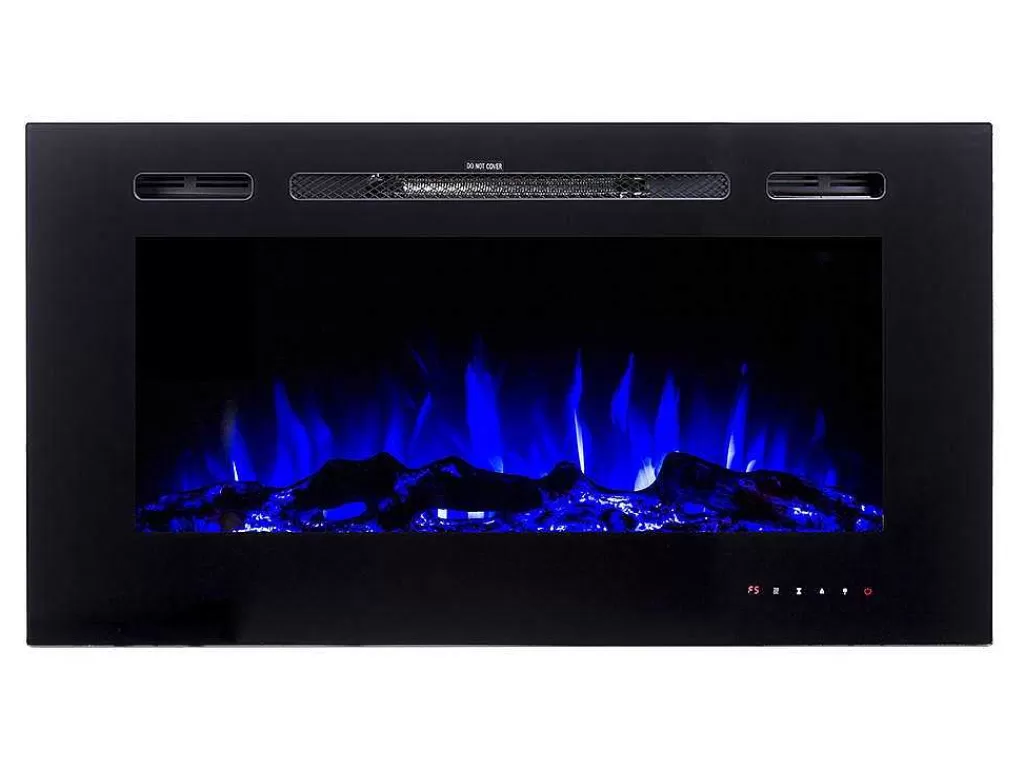 Lareira Elétrica*FLAMATECH Lareira Elétrica De Parede De C101,6 X L14 X A54,4 Cm Cor Preto - Calbuco