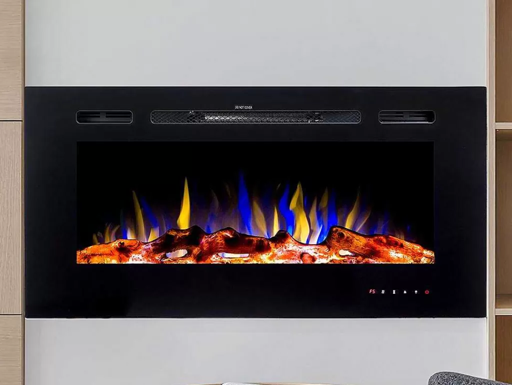Lareira Elétrica*FLAMATECH Lareira Elétrica De Parede De C101,6 X L14 X A54,4 Cm Cor Preto - Calbuco
