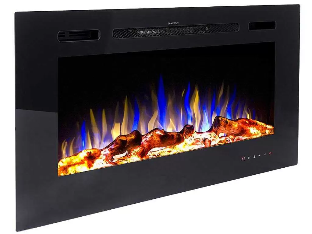 Lareira Elétrica*FLAMATECH Lareira Elétrica De Parede De C101,6 X L14 X A54,4 Cm Cor Preto - Calbuco