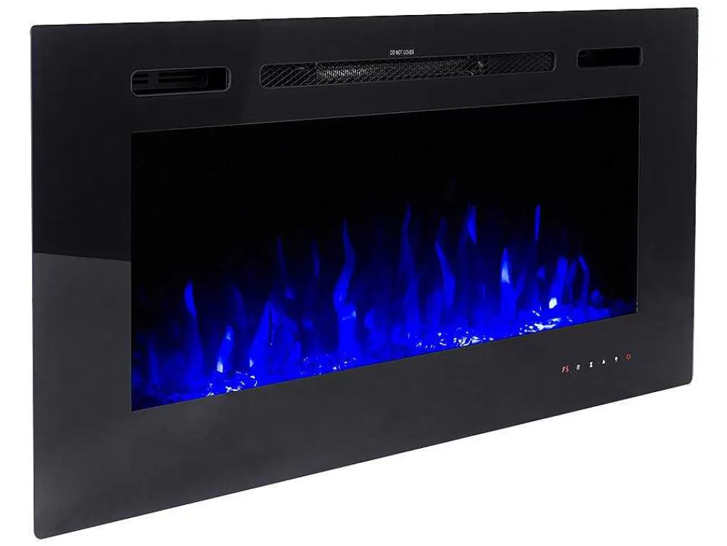 Lareira Elétrica*FLAMATECH Lareira Elétrica De Parede De C101,6 X L14 X A54,4 Cm Cor Preto - Calbuco