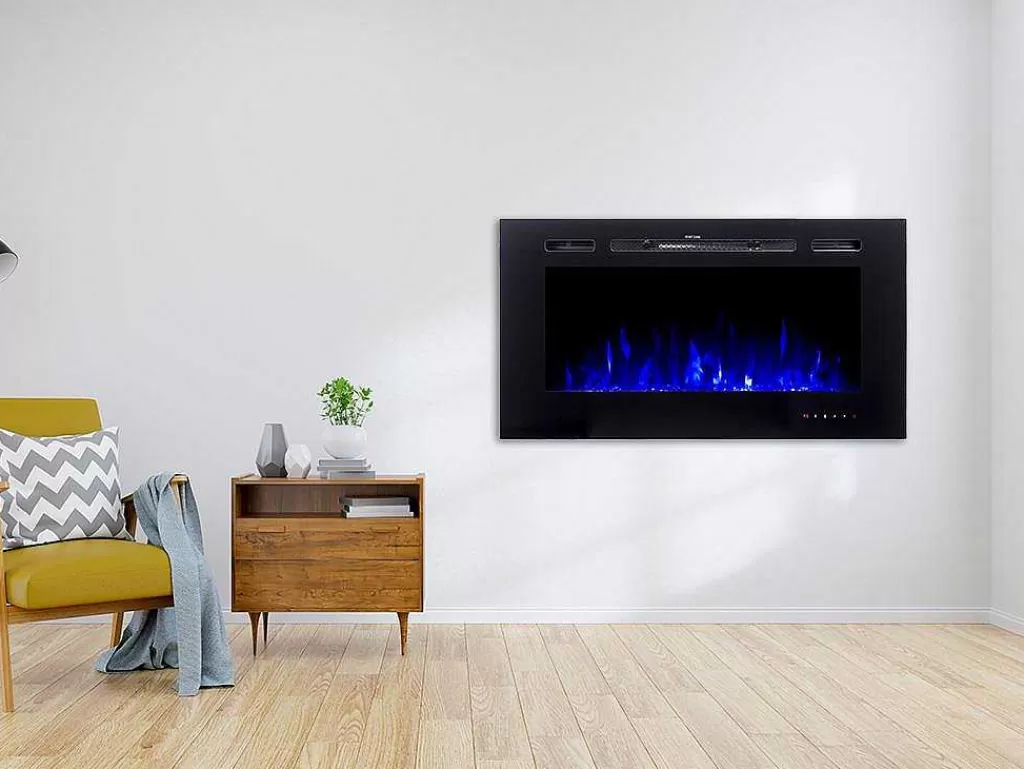 Lareira Elétrica*FLAMATECH Lareira Elétrica De Parede De C101,6 X L14 X A54,4 Cm Cor Preto - Calbuco