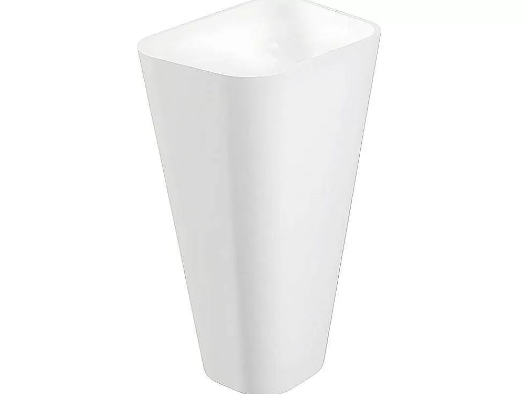 Promoções Casa De Banho & Bem-Estar*Shower & Design Lavatório Com Pe Retangular Em Solid Surface Cor Branco - Tilicho