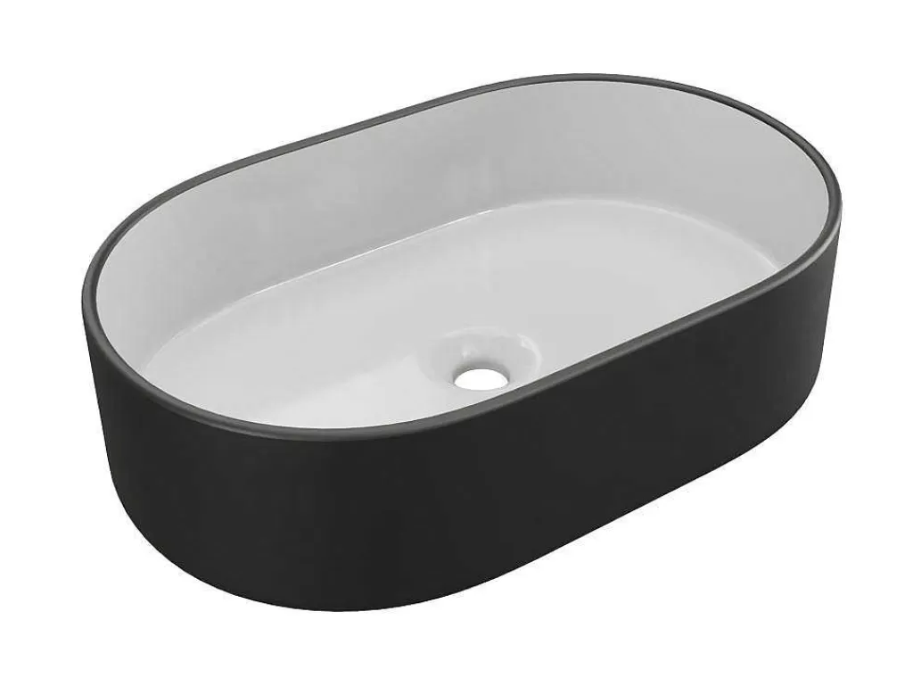 Lavatório*Shower & Design Lavatório De Casa De Banho Iwa - Bicolor Preto E Interior Branco