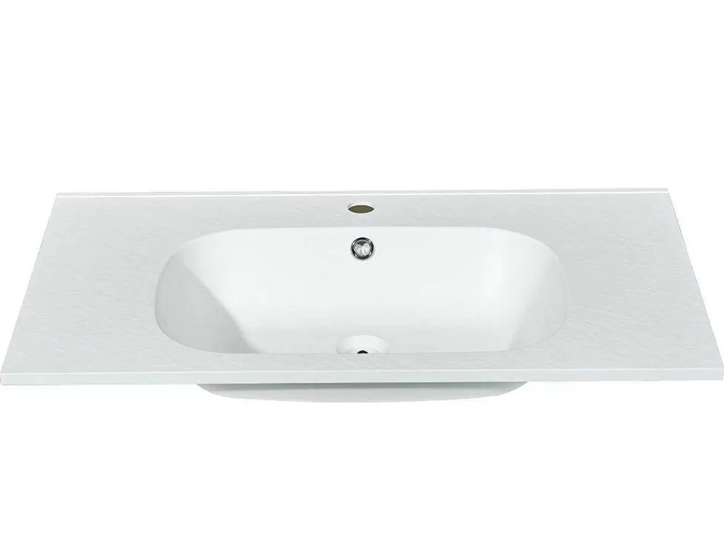 Lavatório*Shower & Design Lavatório De Encastrar Em Resina Efeito Pedra Branca C80 X L46 Cm - Okiwa