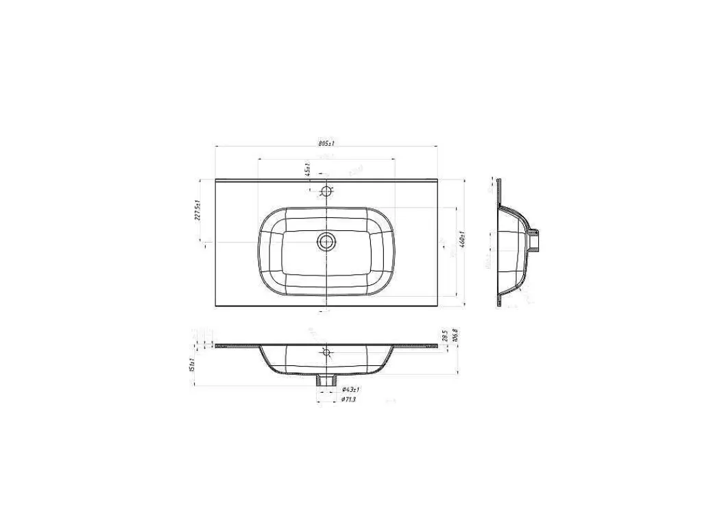 Lavatório*Shower & Design Lavatório De Encastrar Em Resina Efeito Pedra Branca C80 X L46 Cm - Okiwa