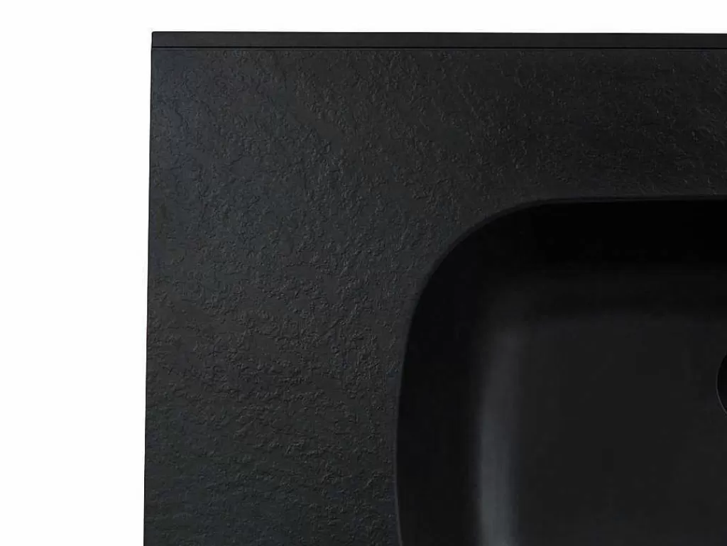 Lavatório*Shower & Design Lavatório De Encastrar Em Resina Efeito Pedra Preta C80 X L46 Cm - Okiwa