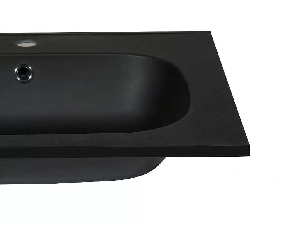 Lavatório*Shower & Design Lavatório De Encastrar Em Resina Efeito Pedra Preto C60 X L46 Cm - Okiwa