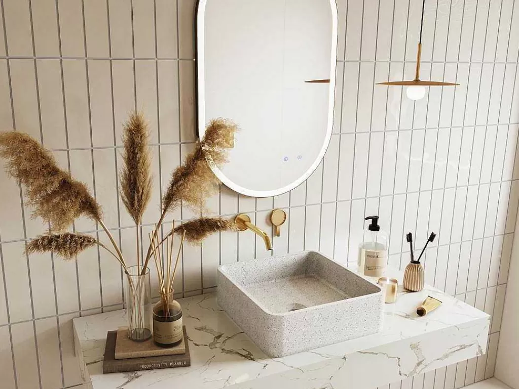 Lavatório*Shower & Design Lavatório De Pousar Quadrado Em Terrazzo C39 X L39 Cm - Stochi
