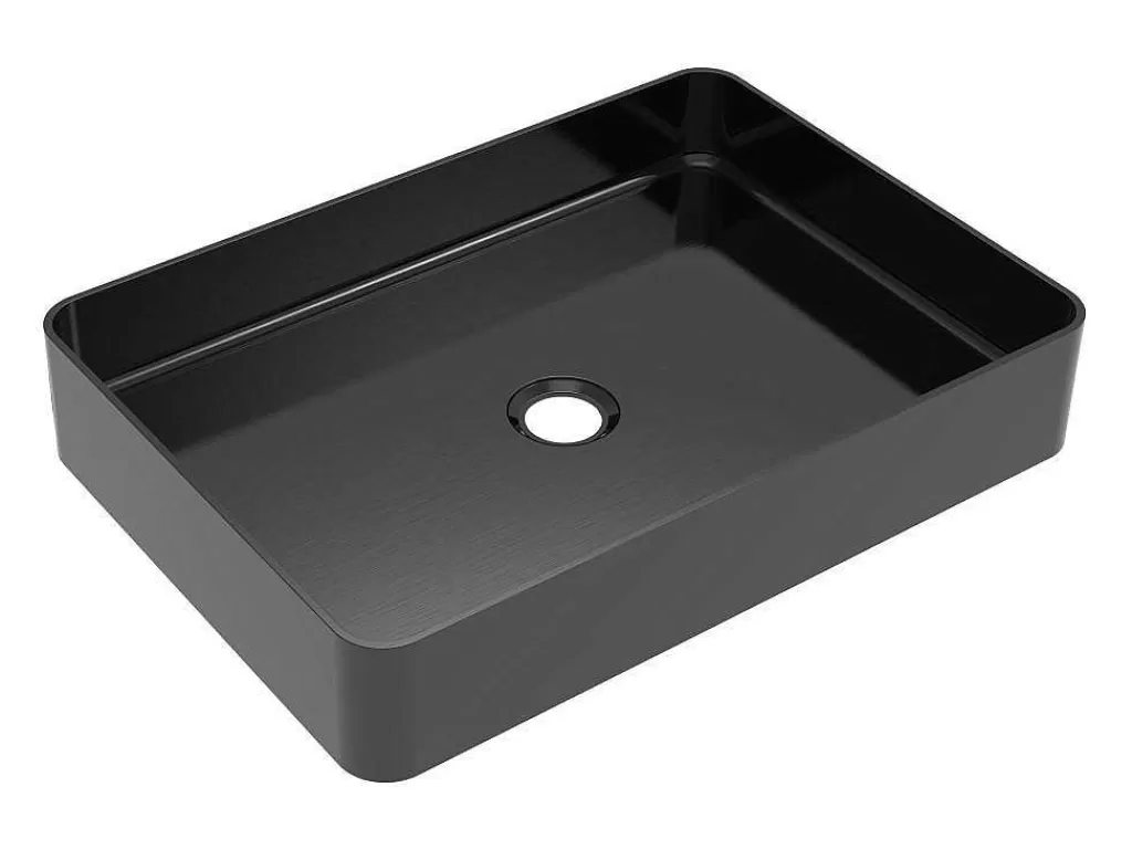 Promoções Casa De Banho & Bem-Estar*Shower & Design Lavatório De Pousar Retangular, Cor Metal Arma, C50 X L35,2 Cm - Demarquy