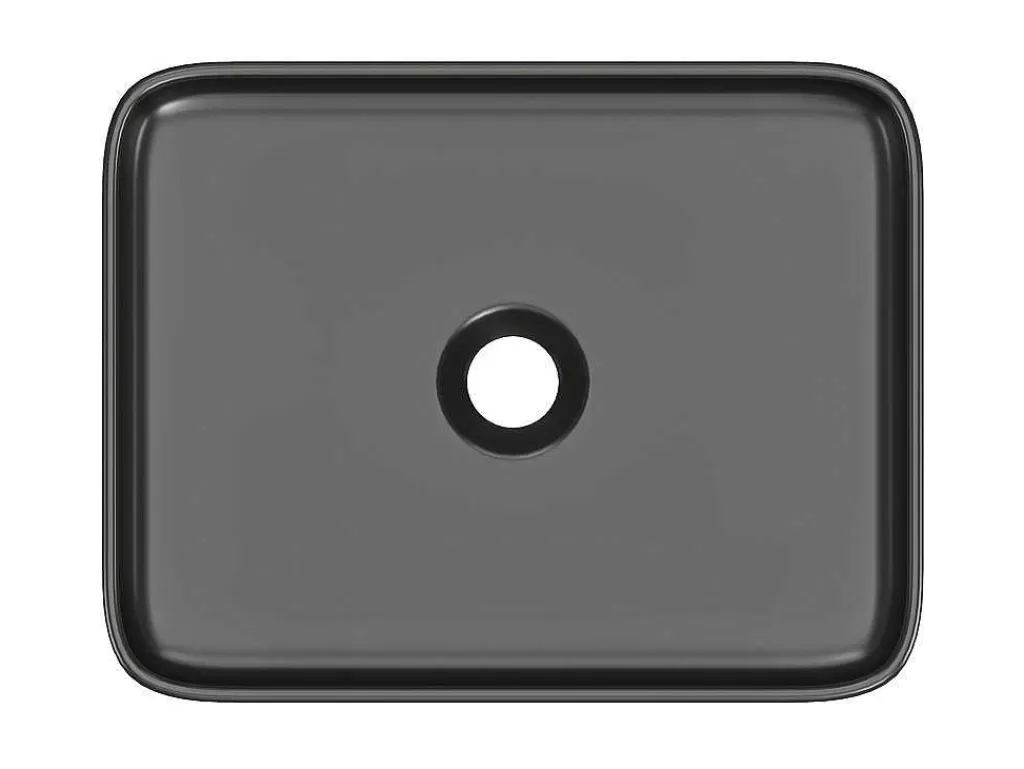Lavatório*Shower & Design Lavatório De Pousar Retangular Em Ceramica Preto Fosco 50X30 Cm - Juniko Ii