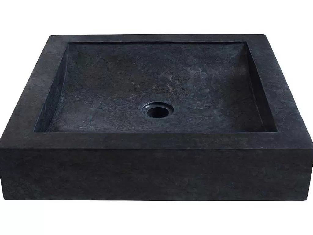 Lavatório*Shower & Design Lavatório De Pousar Retangular Em Marmore Preto 50 Cm - Sourgout