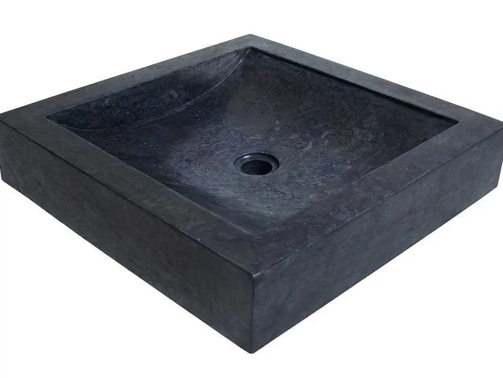 Lavatório*Shower & Design Lavatório De Pousar Retangular Em Marmore Preto 50 Cm - Sourgout