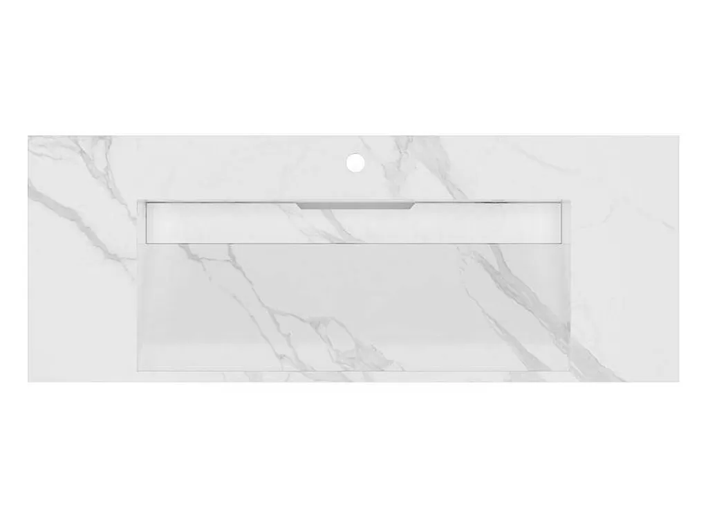 Lavatório*Shower & Design Lavatório Suspenso Em Superficie Solida Efeito Marmore Branco De C120,2 X L45,2 X A8 Cm - Takotna