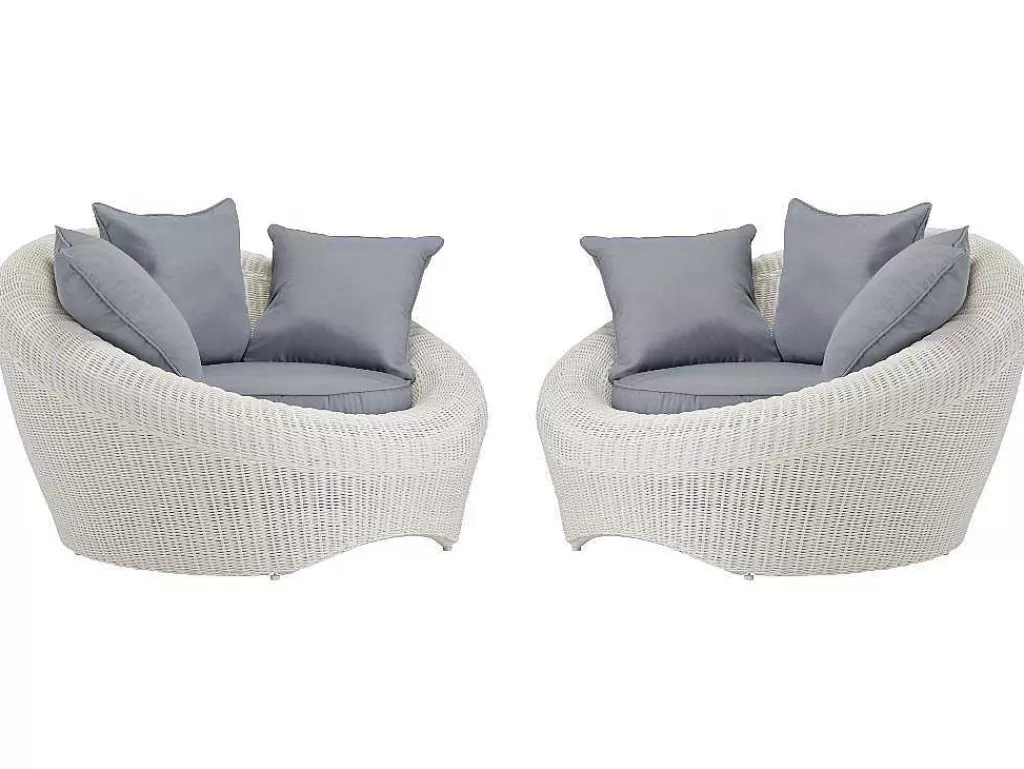 Conjunto Relax De Jardim*MYLIA Lote De 2 Cadeiroes De Jardim Em Resina Entrancada Cru - Whiteheaven