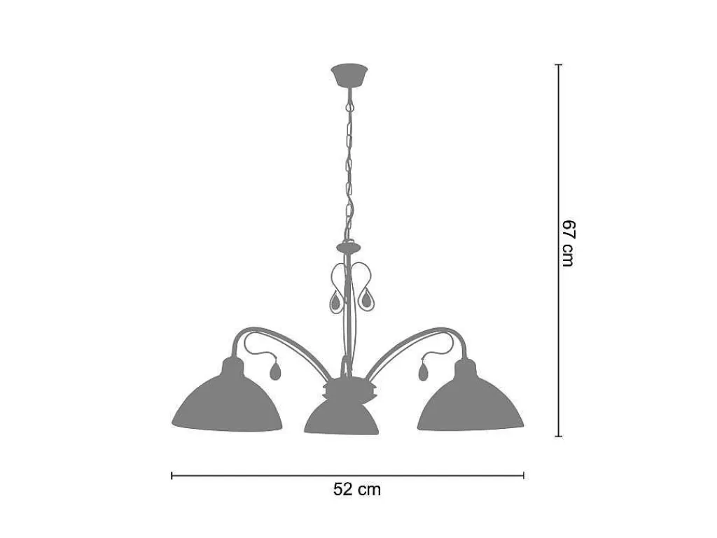 Lustre*TOSEL Lustre Bourgogne Vidro Braco Cetim D52 X H67 Cm