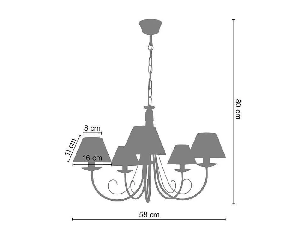 Lustre*TOSEL Lustre Cote D'Ivoire A Tecido Braco Preto D84 X H90 Cm
