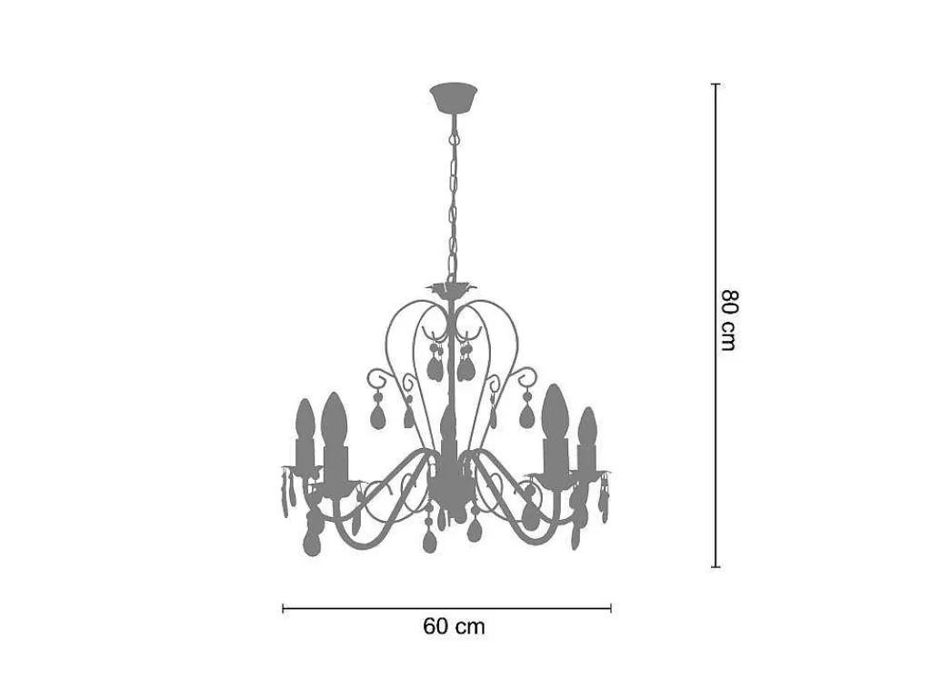 Lustre*TOSEL Lustre Pampilles Vidro Braco Transparente D55 X H90 Cm