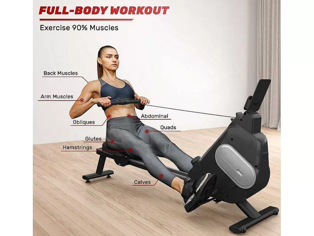 Fitness*Vente-unique Maquina De Remo Magnetica Para Casa, Ginasio, Escritório, Treino 16 Niveis De Resistencia Ajustavel Com Monitor Lcd
