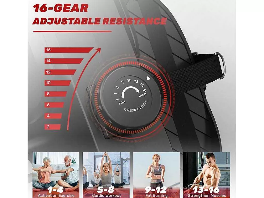 Fitness*Vente-unique Maquina De Remo Magnetica Para Casa, Ginasio, Escritório, Treino 16 Niveis De Resistencia Ajustavel Com Monitor Lcd
