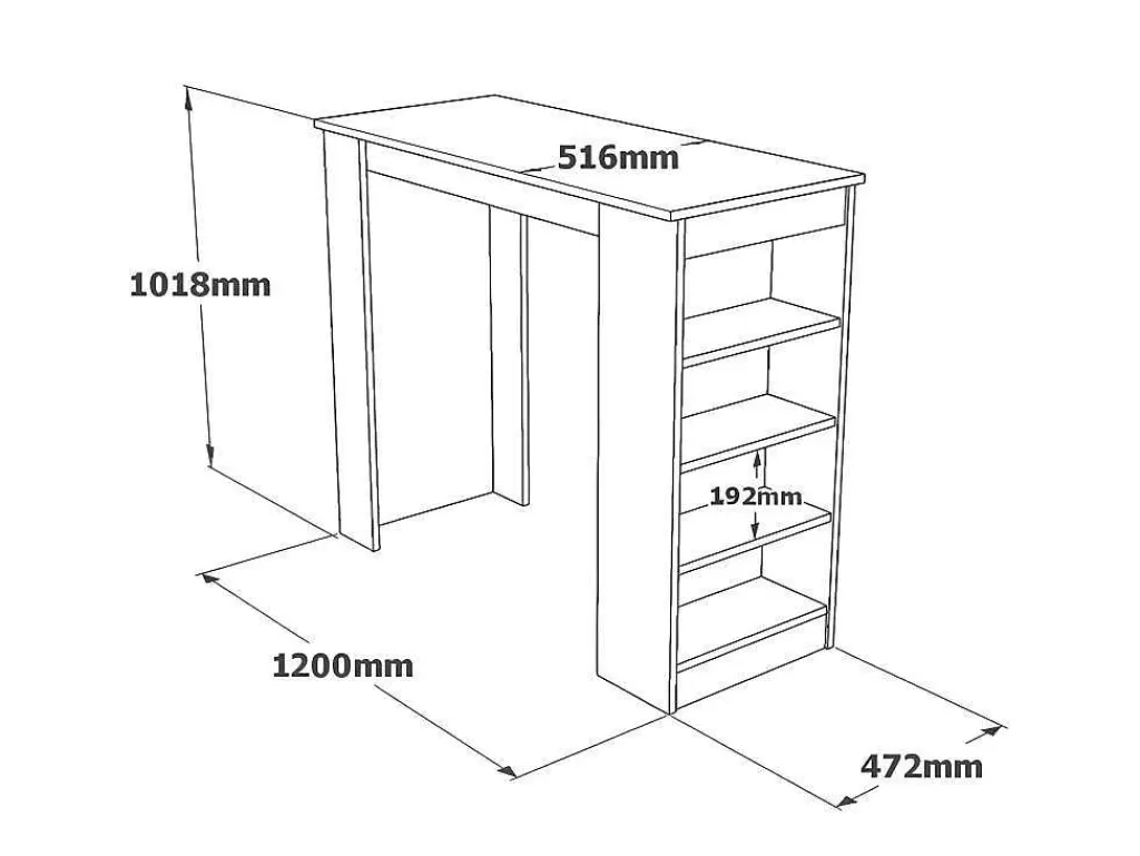 Mesa De Apoio*Venprodin Mesa Alta Estilo Yurupa - - Pinho 120 Cm - Branco