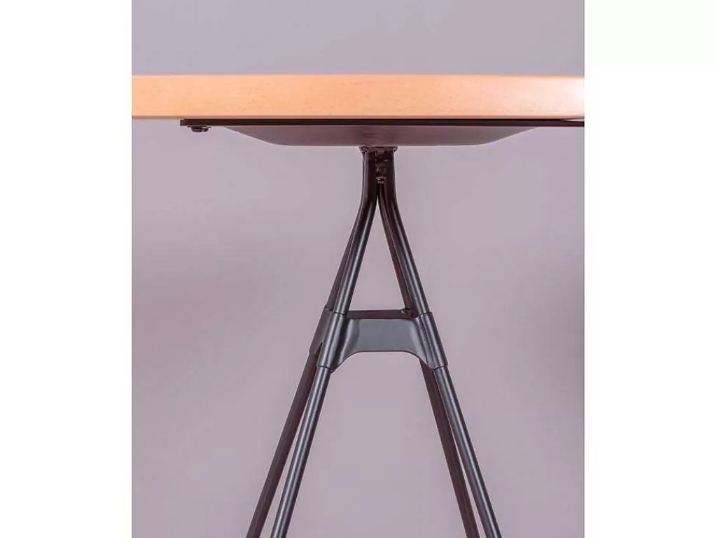Mesa De Apoio*Vente-unique Mesa Alta Industrial Em Madeira De Faia E Aco Lacado (60X60Cm) - Amadeus - Faia Natural
