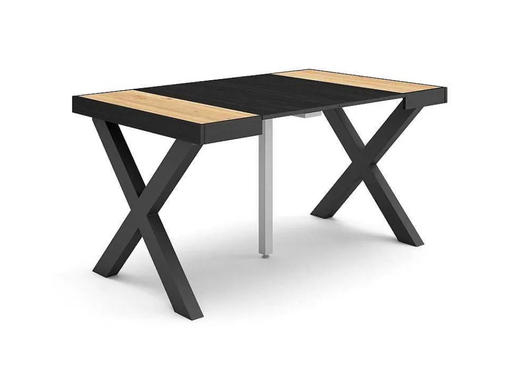 Mesa De Jantar*Skraut Home Mesa Consola Extensivel, 140, Para 6 Péssoas, Pés De Madeira, Carvahlo E Preto